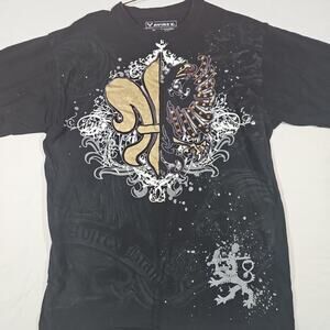 Vintage Y2K Avirex T Shirt Mens Large Phoenix Baroque Rhinestone AOP Embroidered